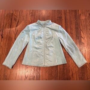 Vintage Wilson’s Leather Teal Suede Blue Jacket with Yellow Interior Size XXL